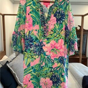 Lilly Pulitzer Floral Print Dress with detailed Neckline
